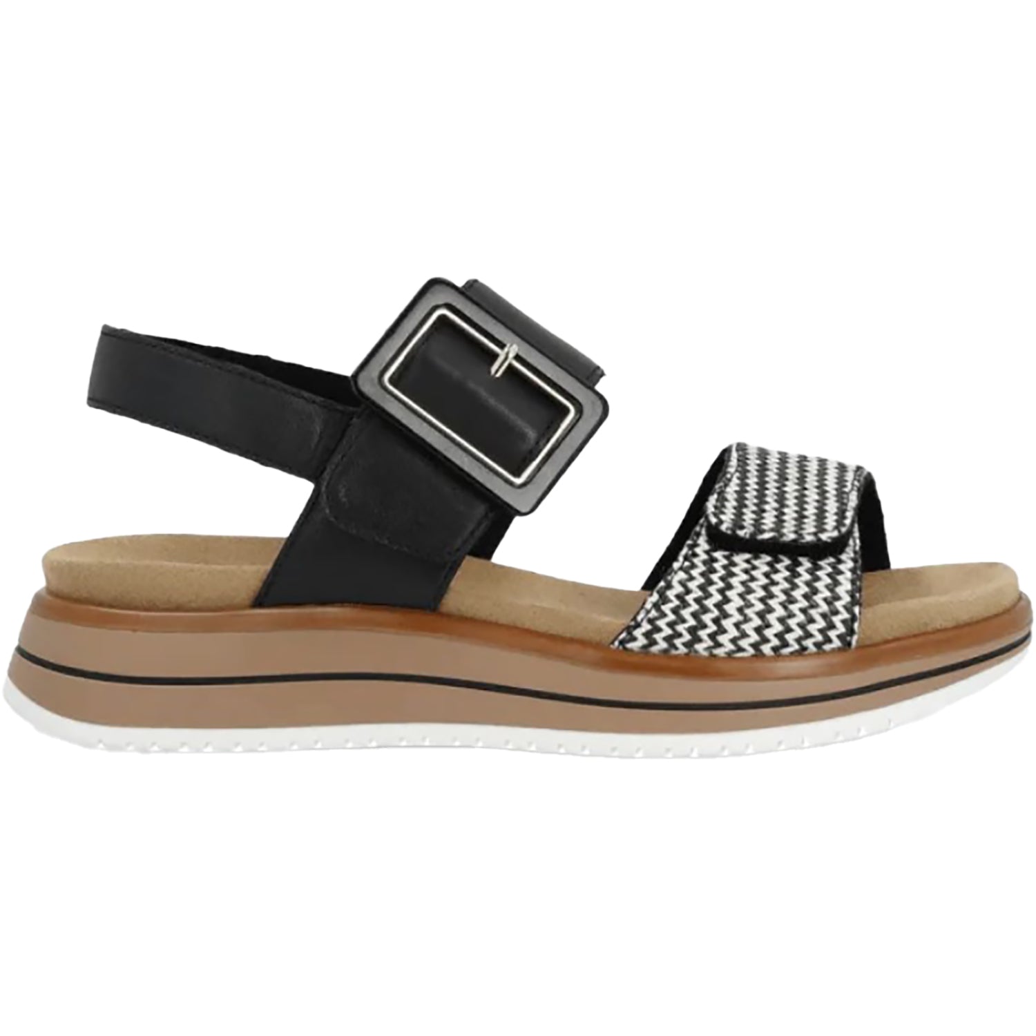 Womens Remonte Remonte D1J53-02 Women's Sandals Schwarz/Cream/Schwarz Leather Schwarz/Cream/Schwarz Leather