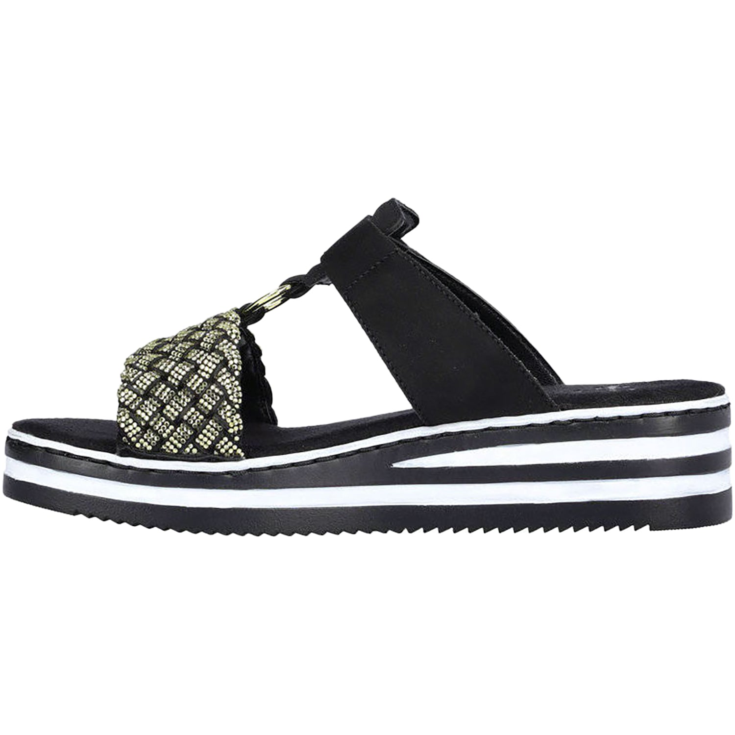 Womens Rieker Rieker V02P8-00 Regina P8 Women's Sandals Black Synthetic Black Synthetic