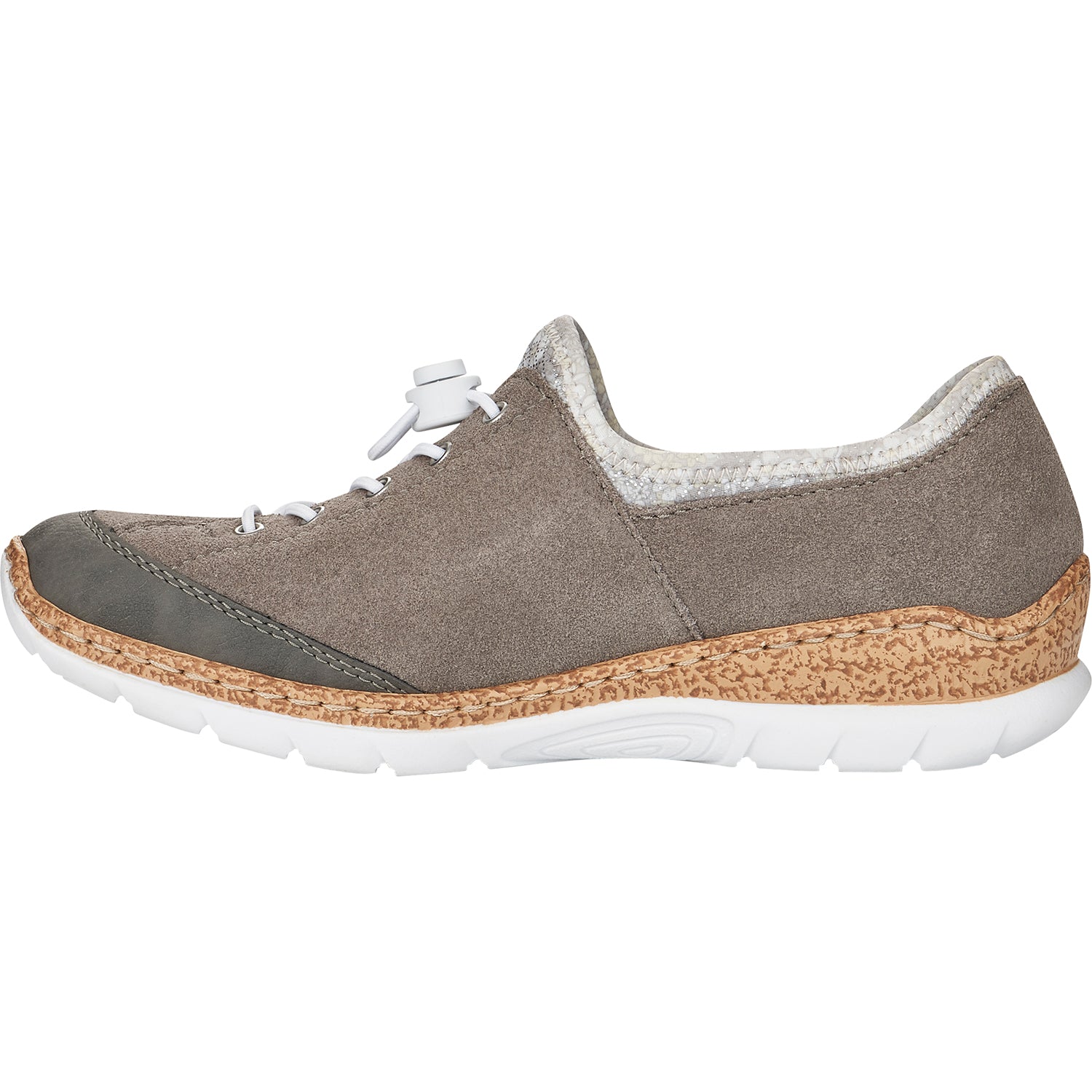 Womens Rieker Rieker N42F1-40 Nikita F1 Women's Sneakers Cement/Dust Silver Suede Cement/Dust Silver Suede