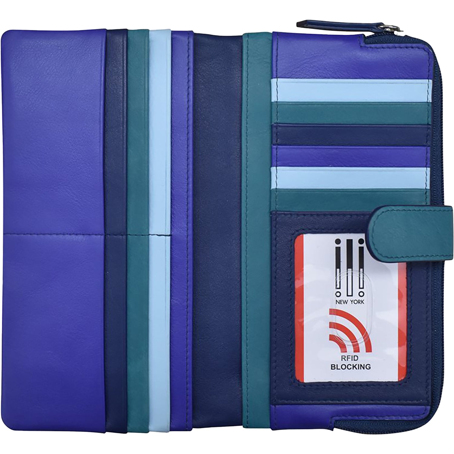 Womens Ili new york ili New York Smartphone Wallet Purse Denim Multi Leather Denim Multi Leather