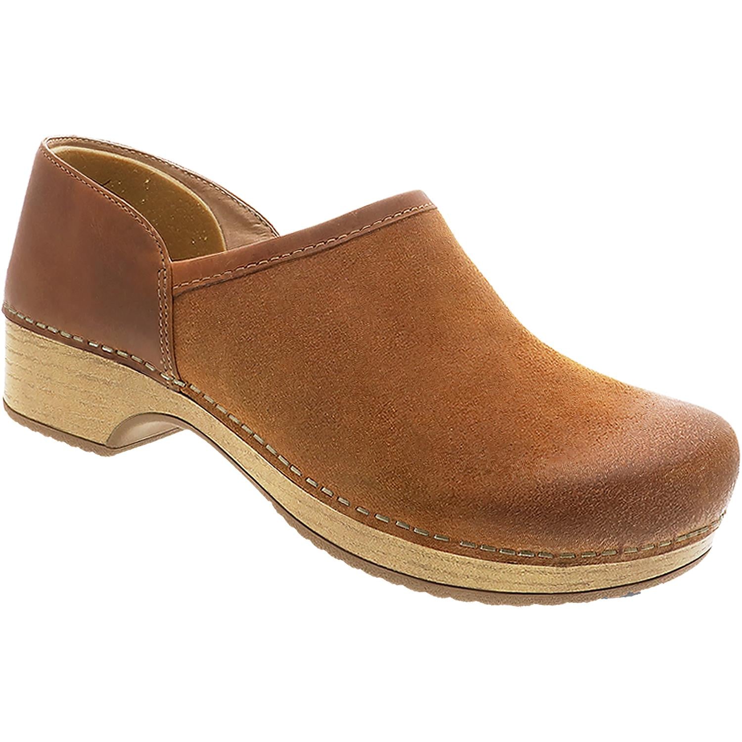 Womens Dansko Dansko Brenna Women's Clogs Tan Burnished Suede Tan Burnished Suede