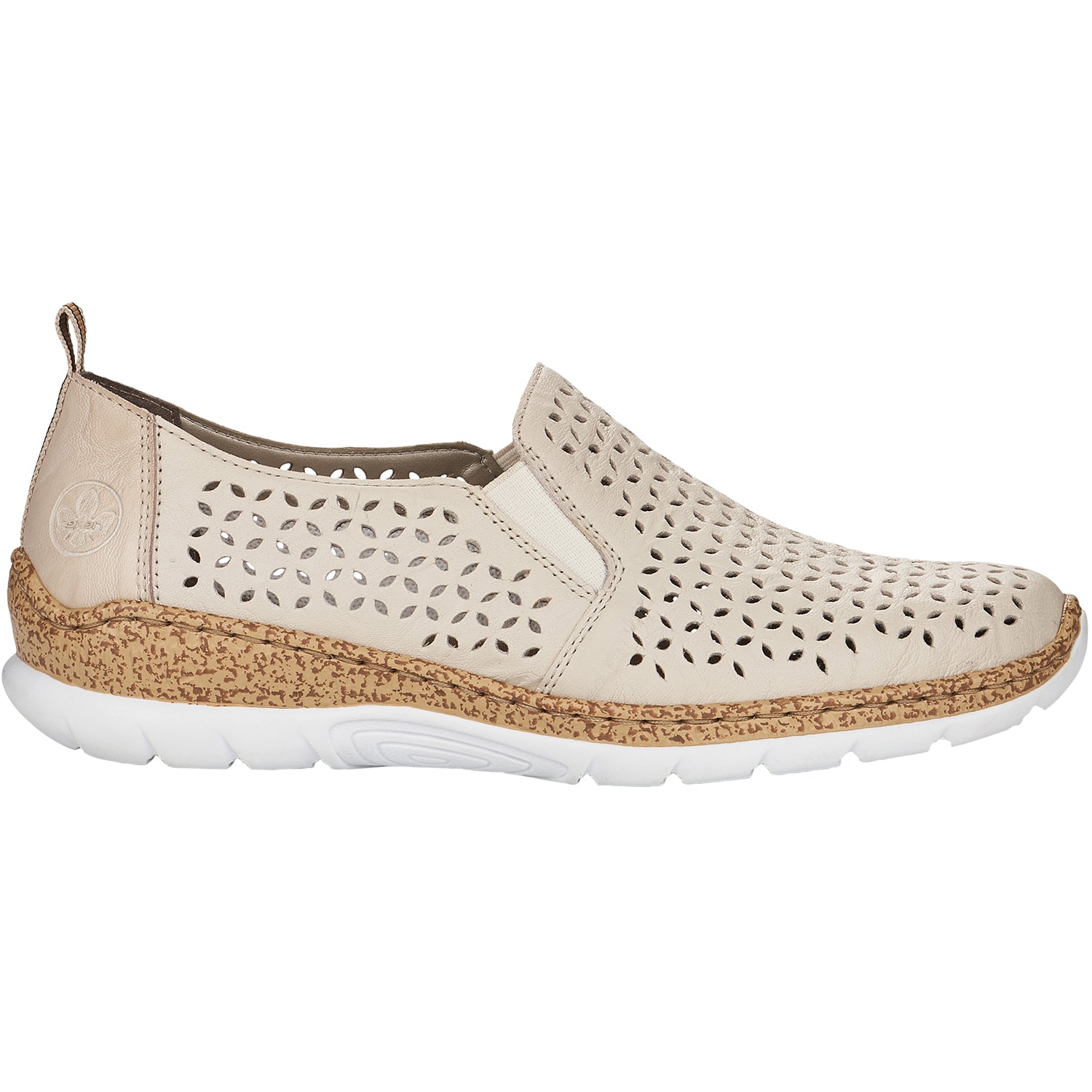 Womens Rieker Rieker N4251-60 Nikita 51 Women's Slip On Shoes Cream Leather Cream Leather/Nubuck