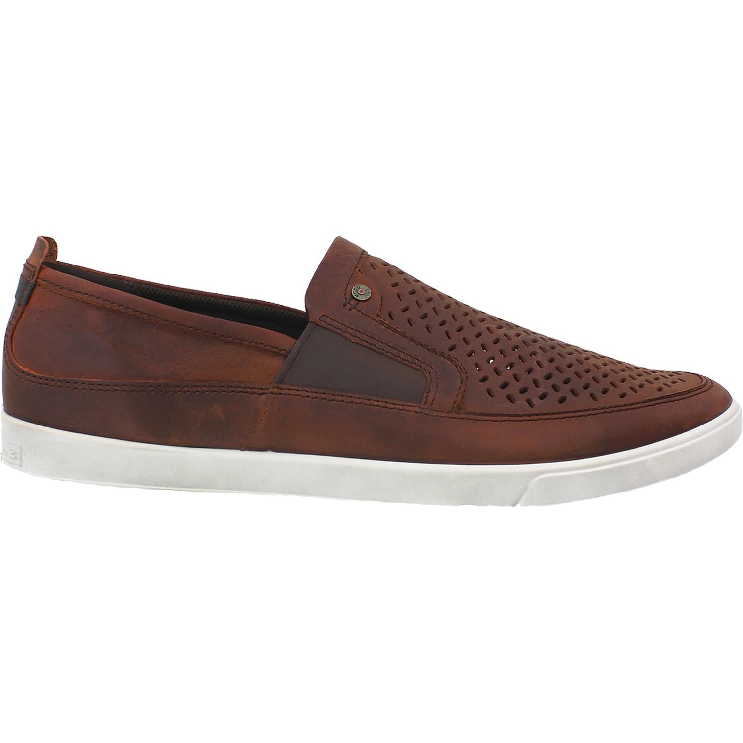 Mens Ecco Ecco Collin Perf Men's Slip Ons Cognac Leather Cognac Leather