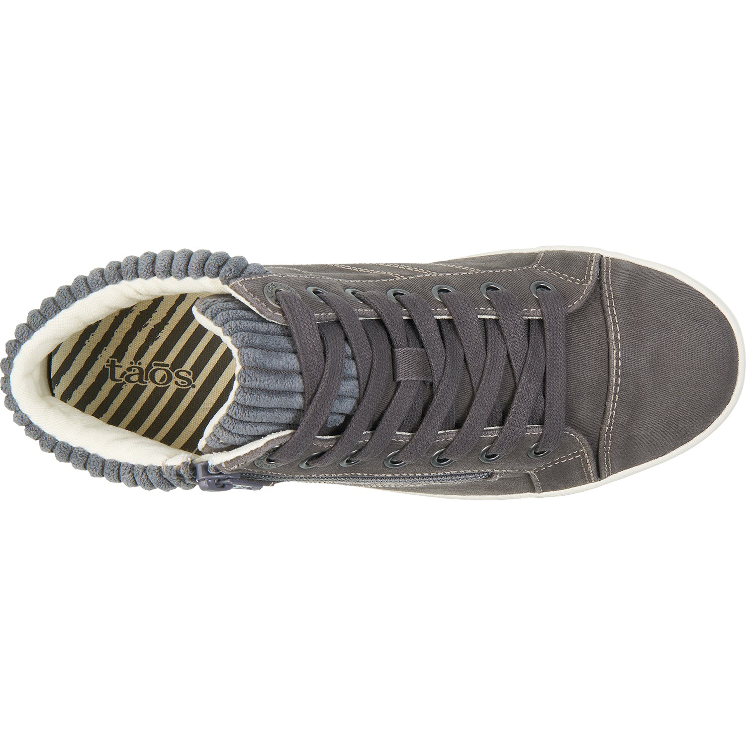 Womens Taos Taos Startup Women's High Top Sneakers Graphite Distressed Canvas Graphite Distressed Canvas