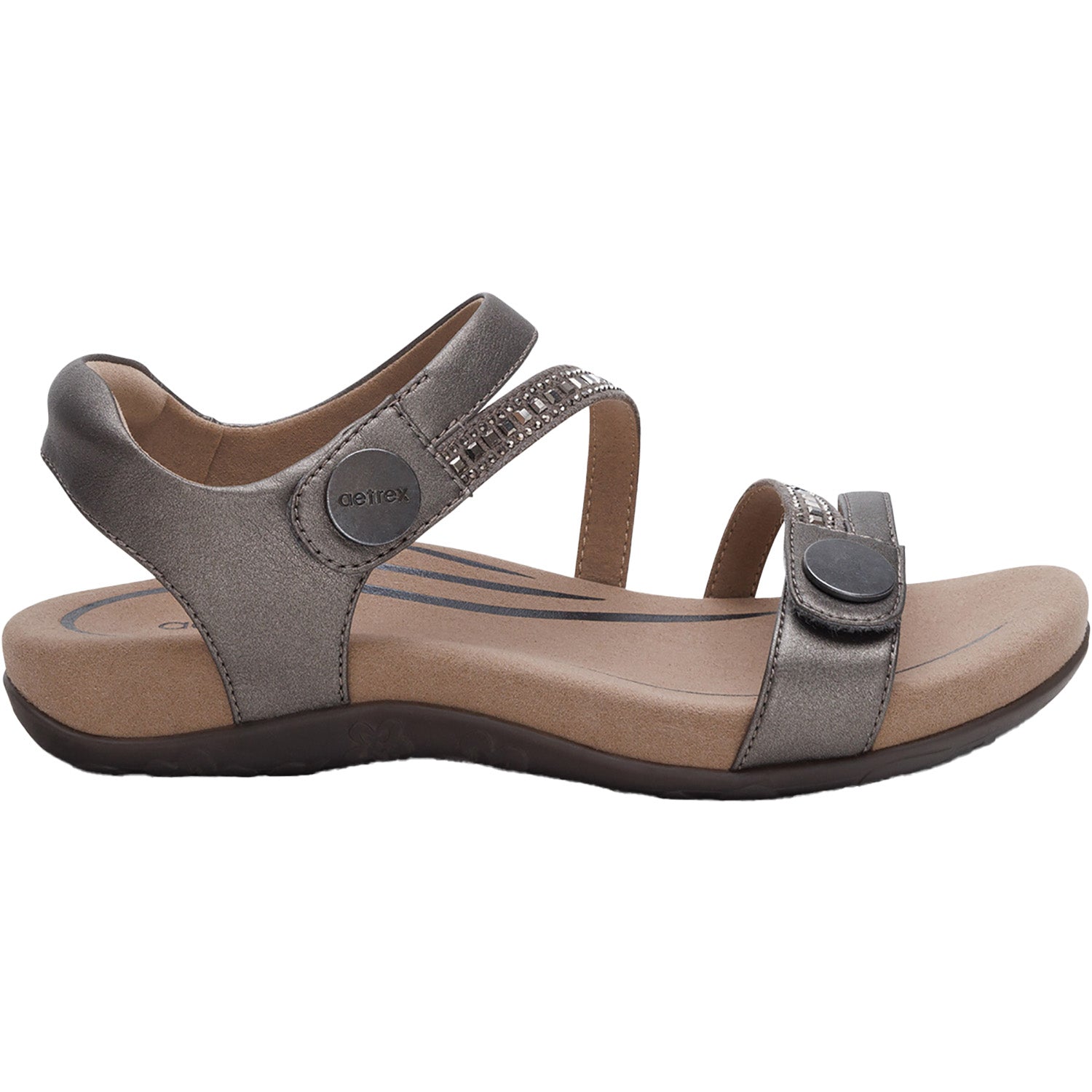 Aetrex Jess Women's Sandals Jeweled Pewter Sparkle – Footwear etc.