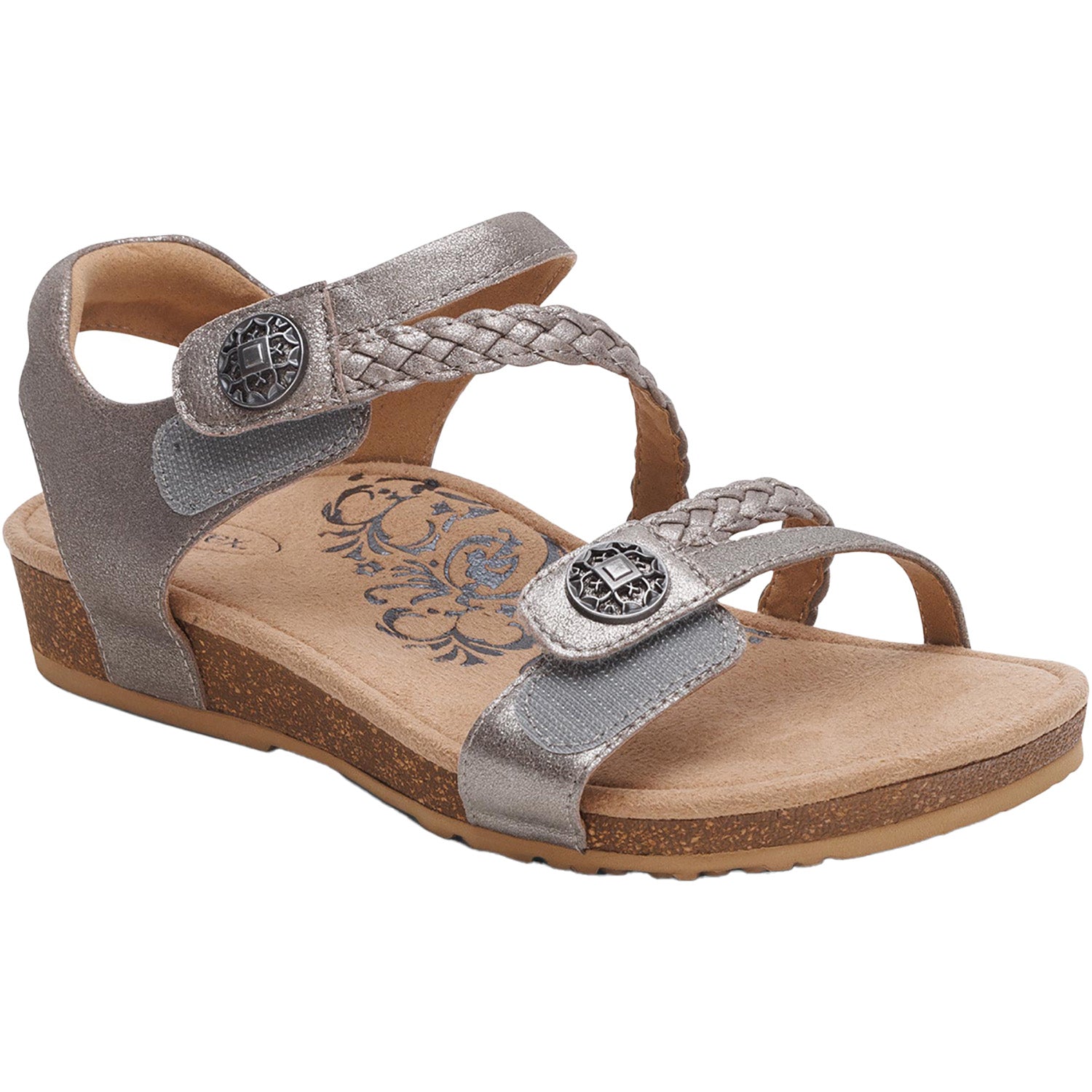 Womens Aetrex Women's Aetrex Jillian Brushed Silver Leather Brushed Silver