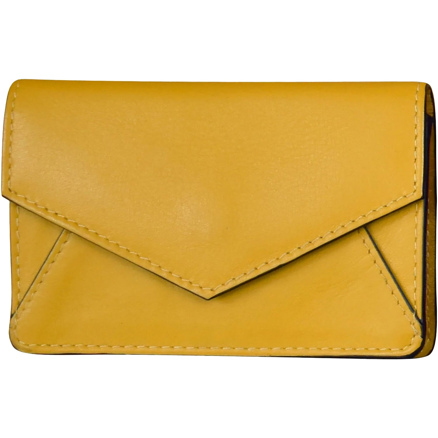 Womens Ili new york ili New York Envelope Business Card Case Yellow/Navy Leather Yellow/Navy Leather