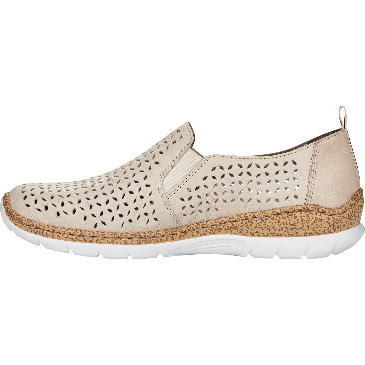 Womens Rieker Rieker N4251-60 Nikita 51 Women's Slip On Shoes Cream Leather Cream Leather/Nubuck