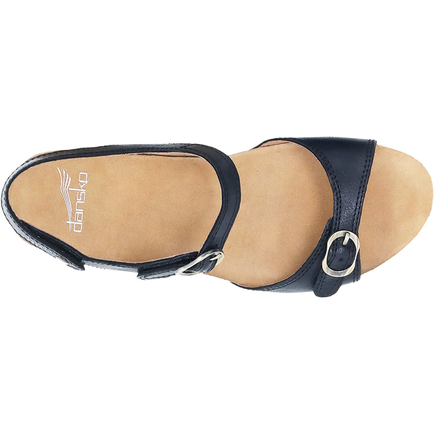 Womens Dansko Dansko Tricia Women's Wedge Heel Sandals Black Milled Burnished Leather Black Milled Burnished Leather