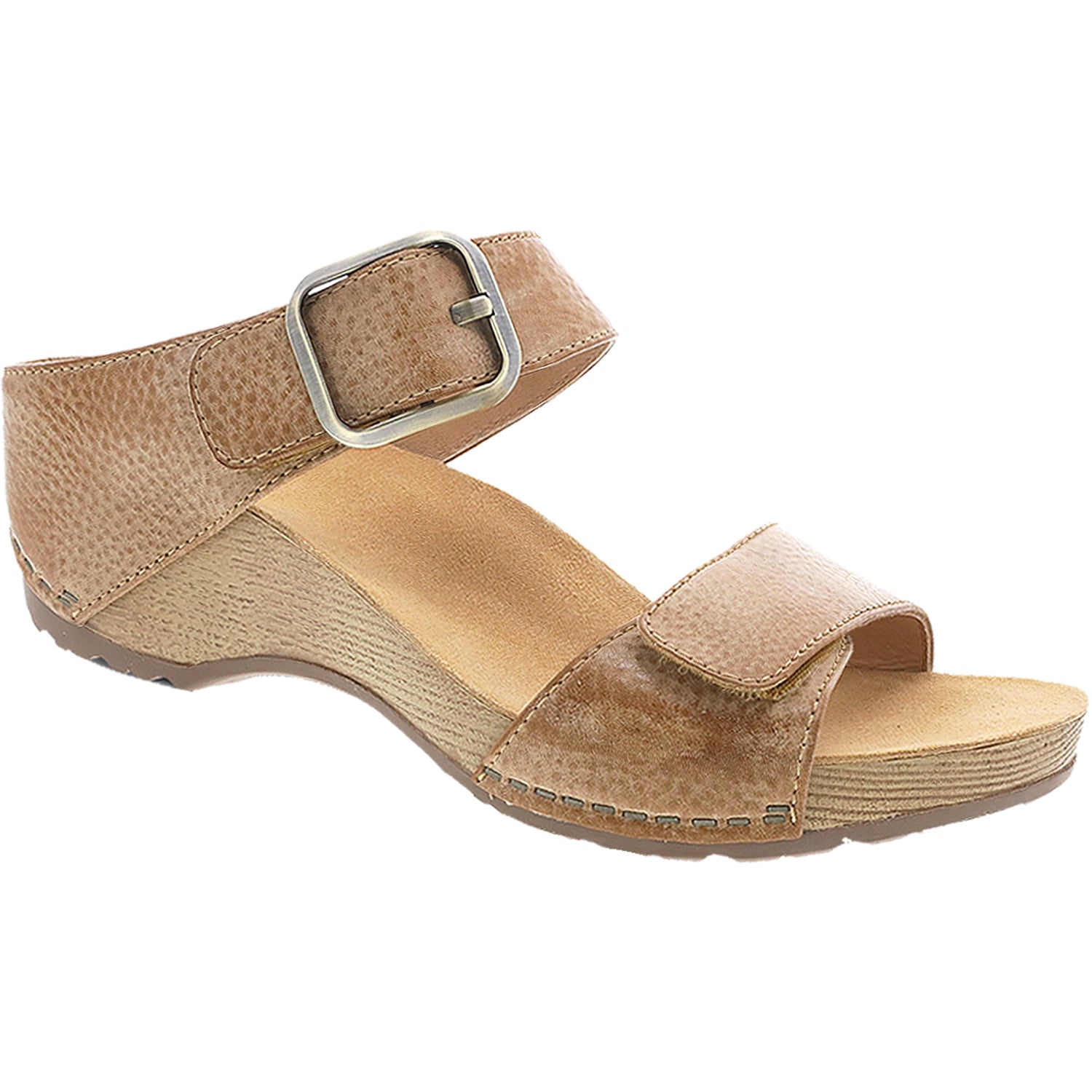 Womens Dansko Dansko Tanya Women's Wedge Heel Slide Sandals Tan Milled Burnished Leather Tan Milled Burnished Leather