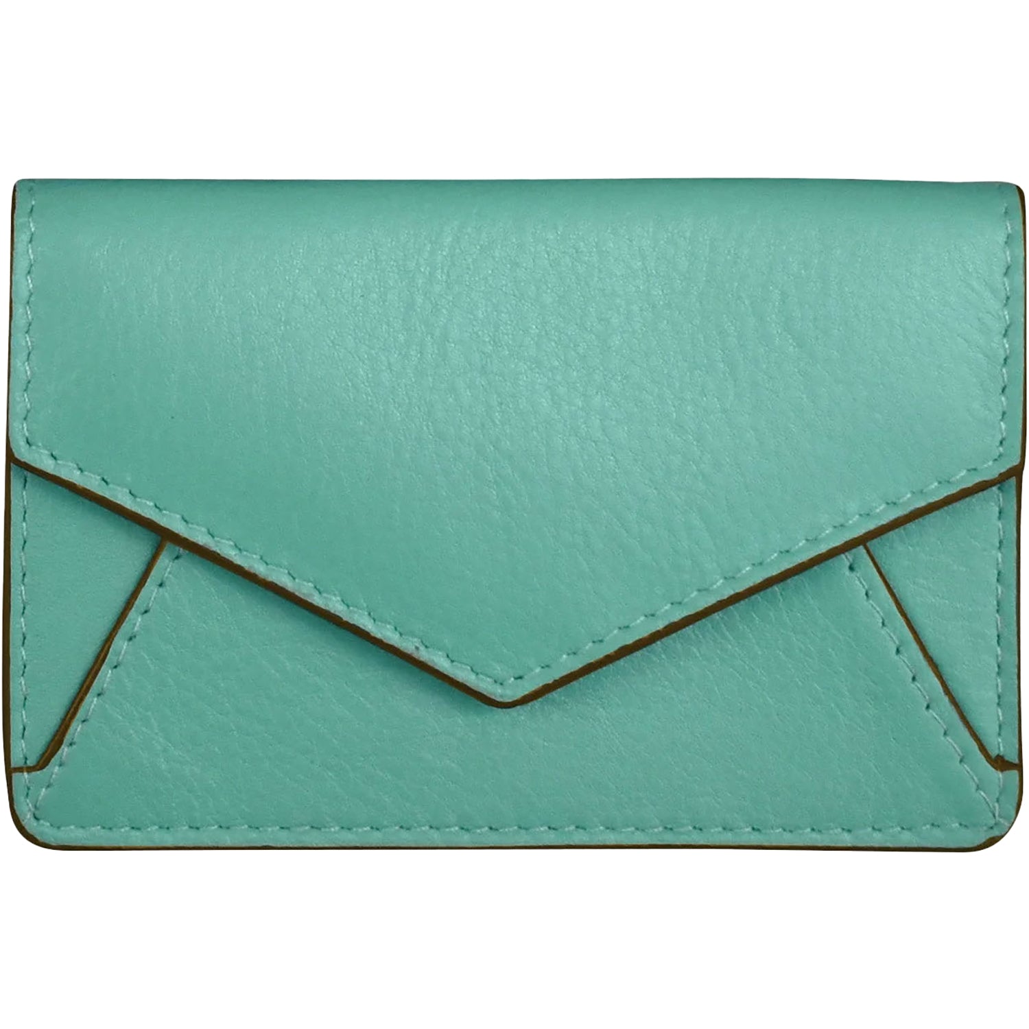 Womens Ili new york ili New York Envelope Business Card Case Turquoise/Brown Leather Turquoise/Brown Leather