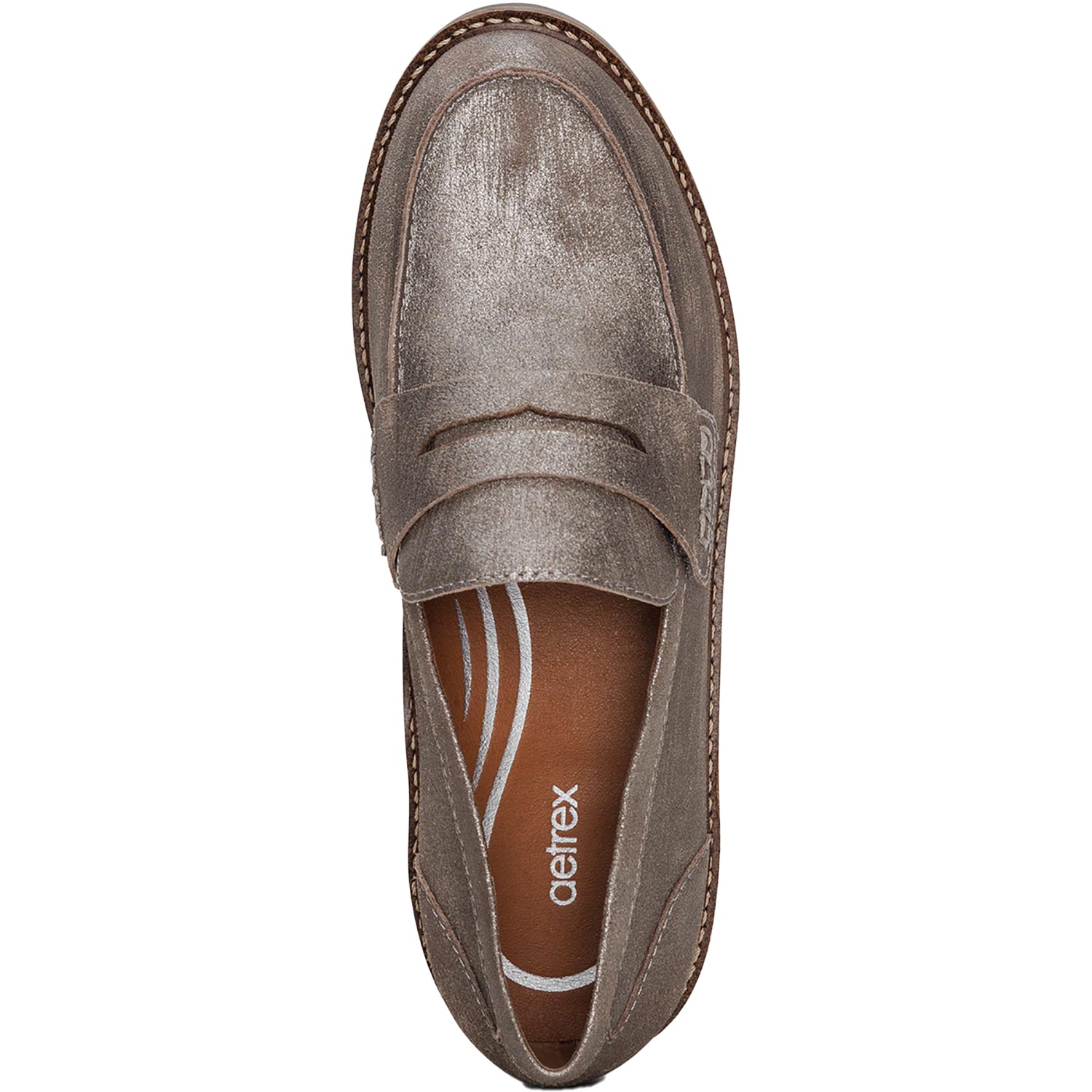 Womens Aetrex Aetrex Collette Women's Slip Ons Brushed Silver Brushed Silver