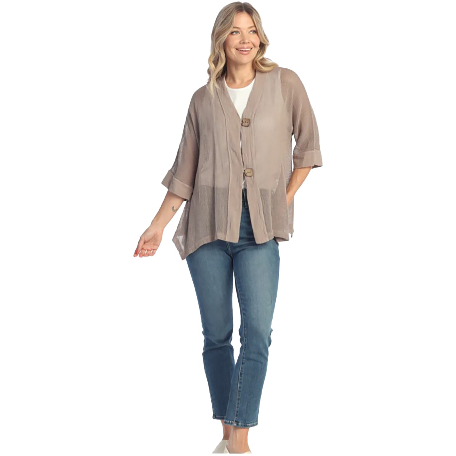 Womens Jess & jane Jess & Jane Mineral Wash Cardigan Women's Top Jet Slate Jet Slate