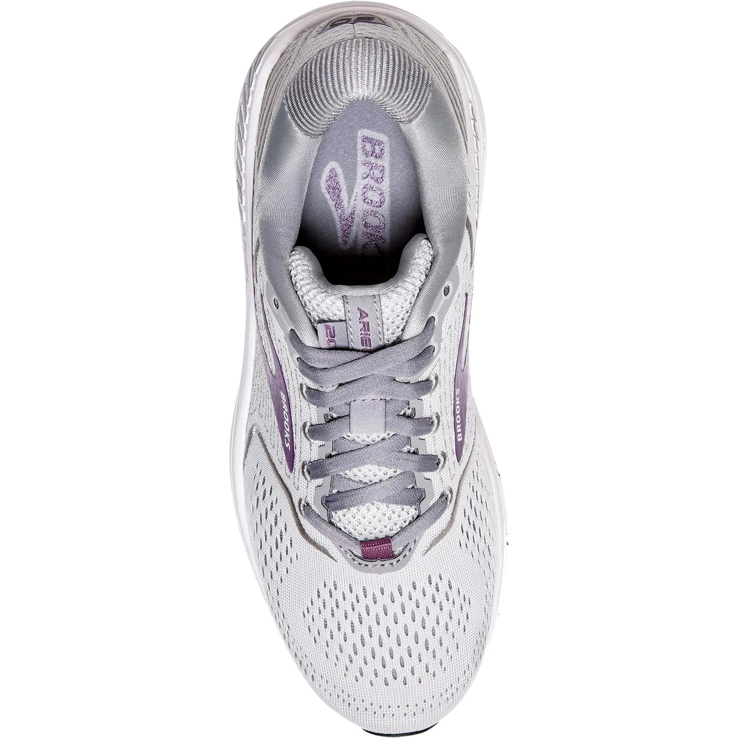 Womens Brooks Brooks Ariel 20 Women's Running Shoes Oyster/Alloy/Grape Mesh Oyster/Alloy/Grape Mesh