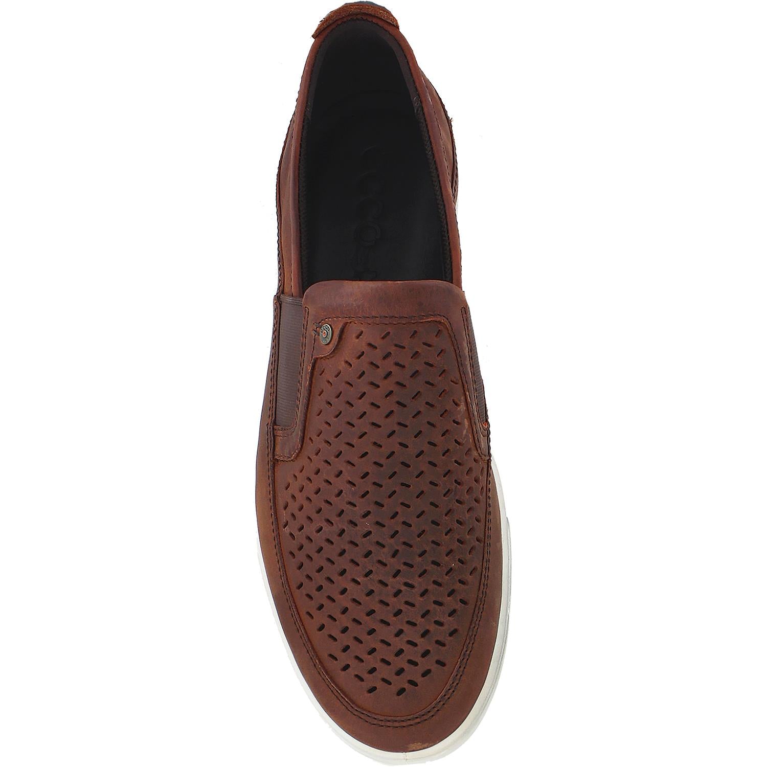Mens Ecco Ecco Collin Perf Men's Slip Ons Cognac Leather Cognac Leather