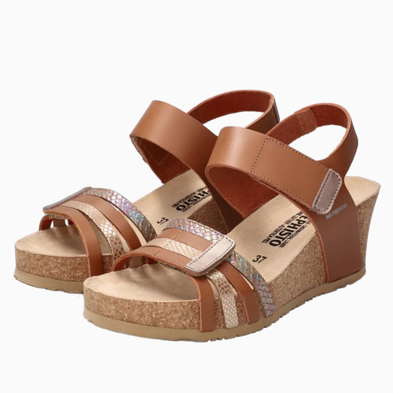 Womens Mephisto Mephisto Lucia Women's Wedge Sandals Camel Camel