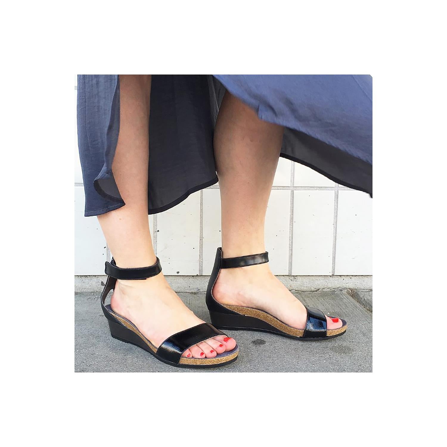 Womens Naot Naot Pixie Women's Ankle Strap Sandals Black Luster/Black Raven Leather Black Luster/Black Raven Leather