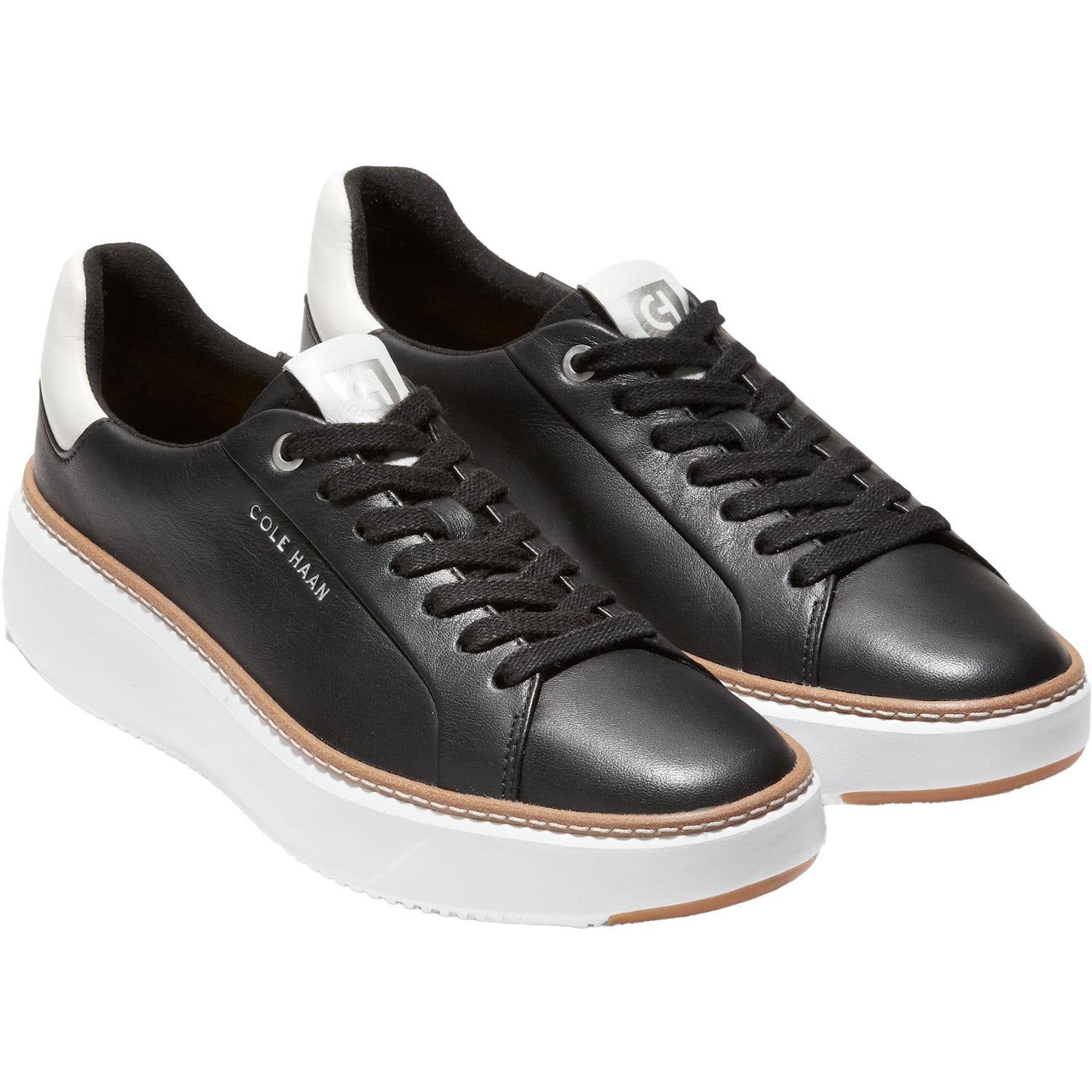 Womens Cole haan Cole Haan GrandPro Topspin Women's Sneakers Black/Optic White Leather Black/Optic White Leather