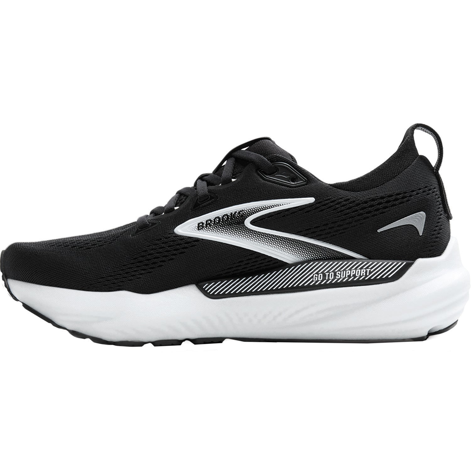Mens Brooks Men's Brooks Glycerin GTS 22 Black/Grey/White Mesh (Neutral Support) (Stability Support) Black/Grey/White Mesh