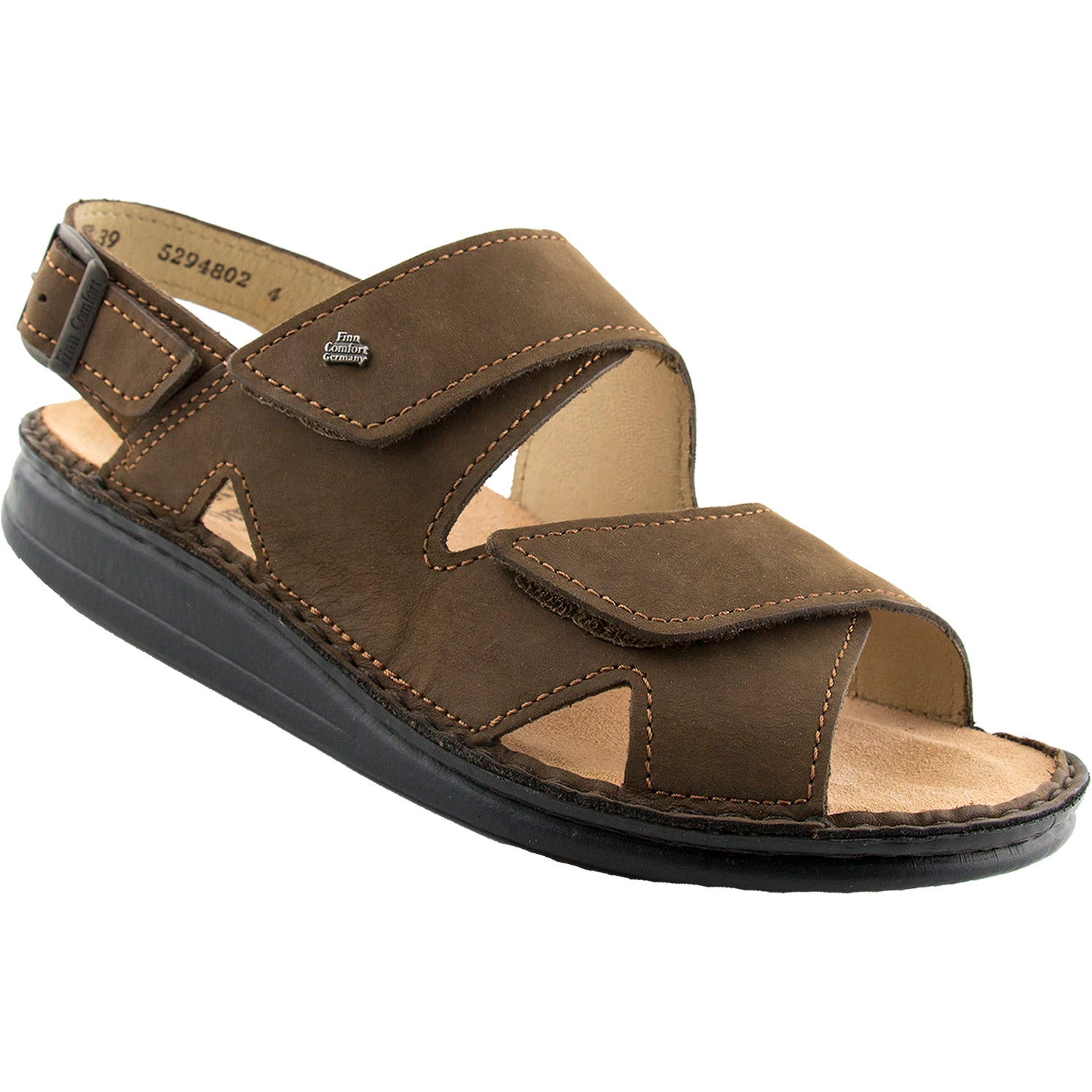 Mens Finn comfort Finn Comfort Toro Soft Men's Sporty Sandals Wood Cherokee Nubuck Wood Cherokee Nubuck