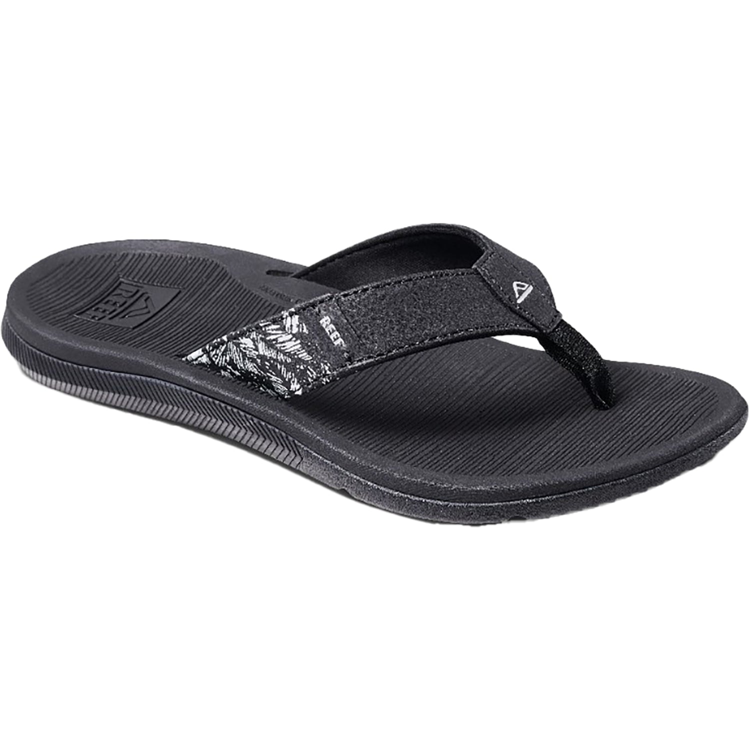 Womens Reef Reef Santa Ana Women's Thong Sandals Black/White Synthetic Black/White Synthetic