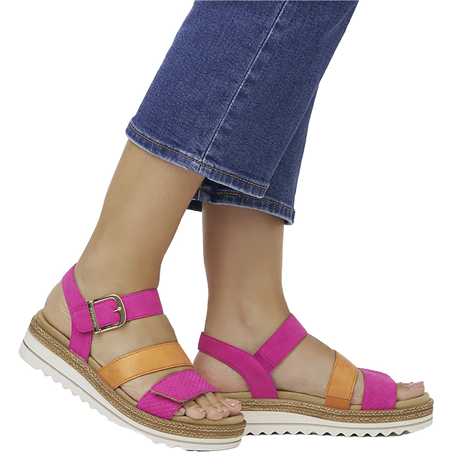 Womens Remonte Remonte D0Q55-31 Women's Sandals Magenta/Orange Synthetic Magenta/Orange Synthetic
