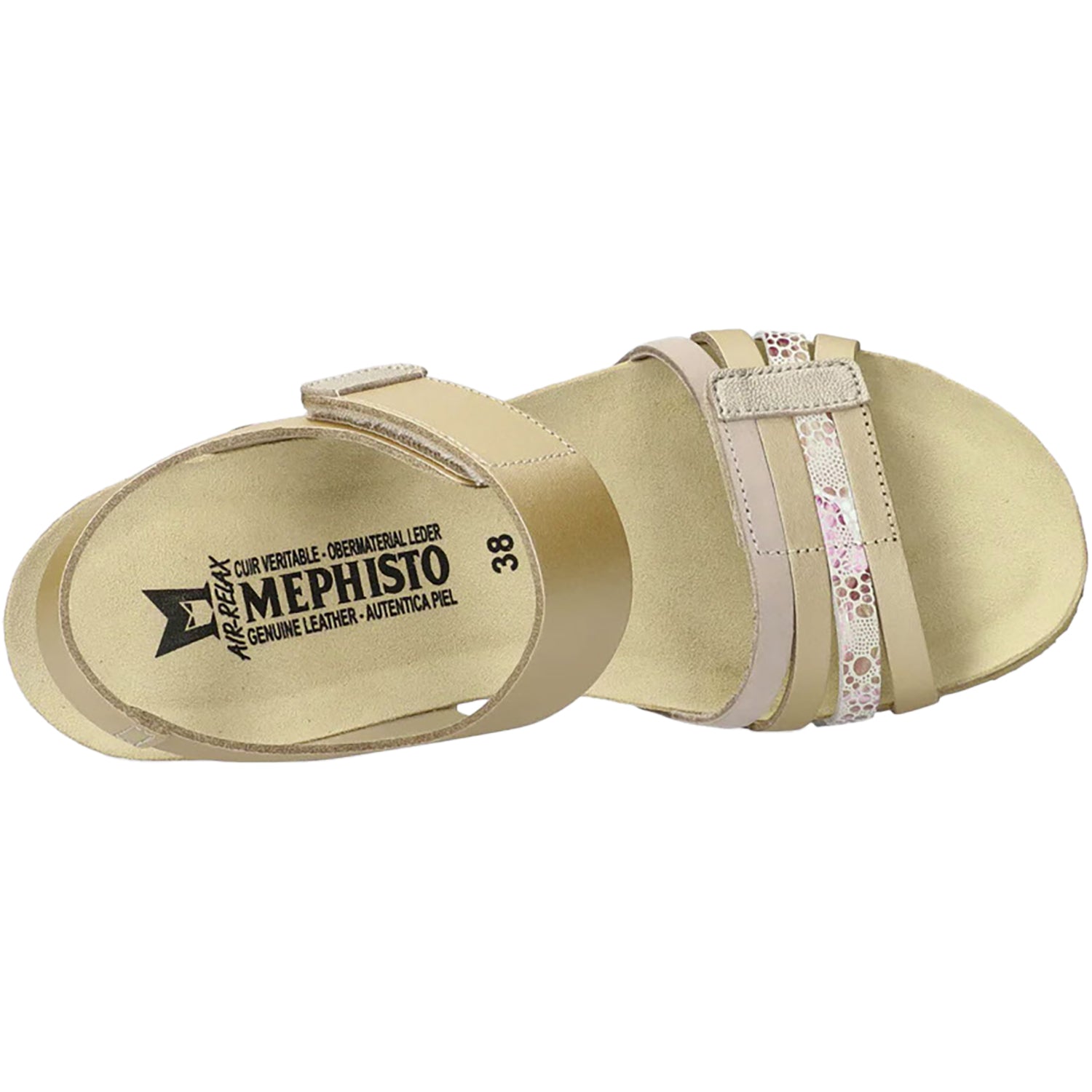 Womens Mephisto Mephisto Lucia Women's Wedge Heel Sandals Platinum Leather Platinum Leather