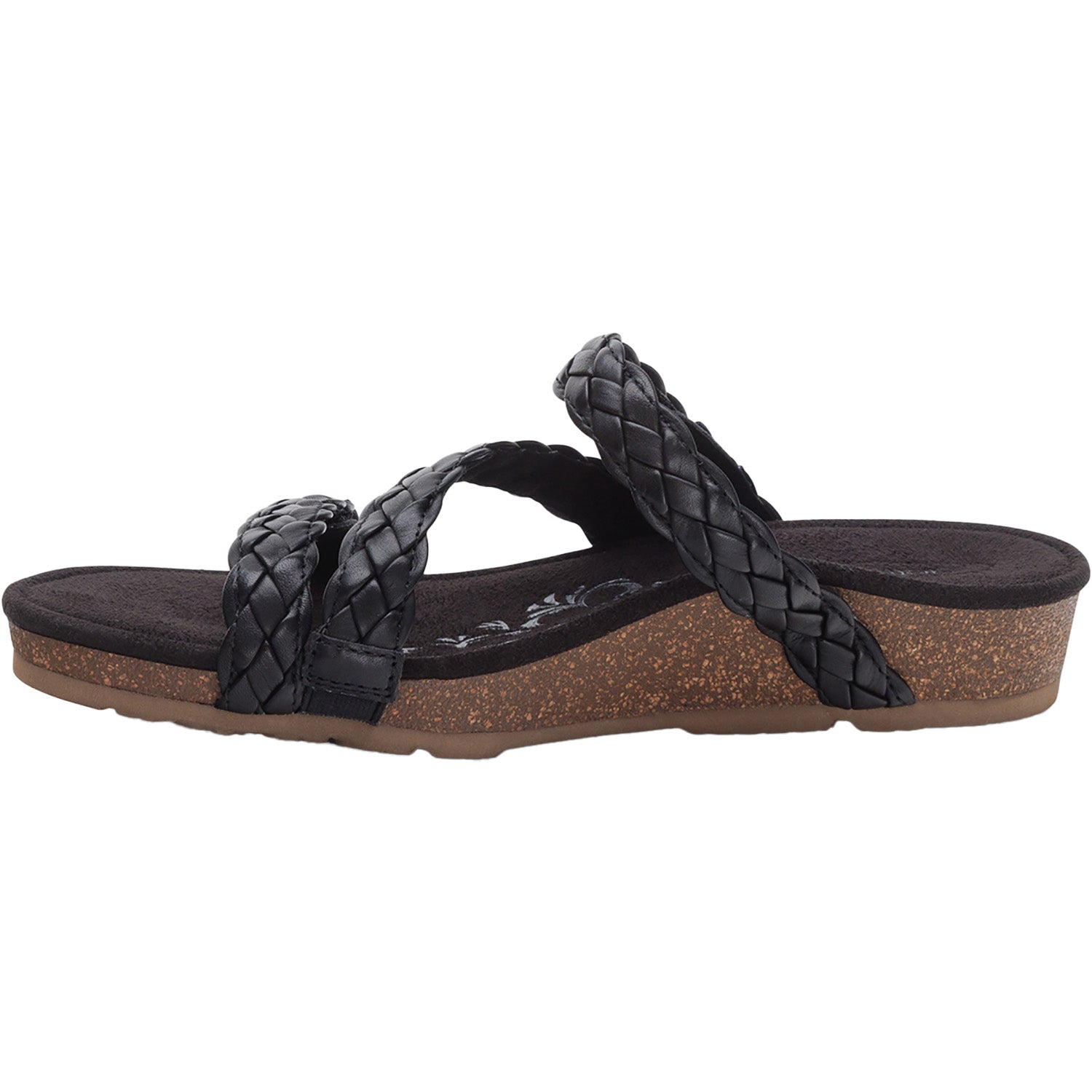 Womens Aetrex Aetrex Josie Braided Women's Slide Sandals Black Black