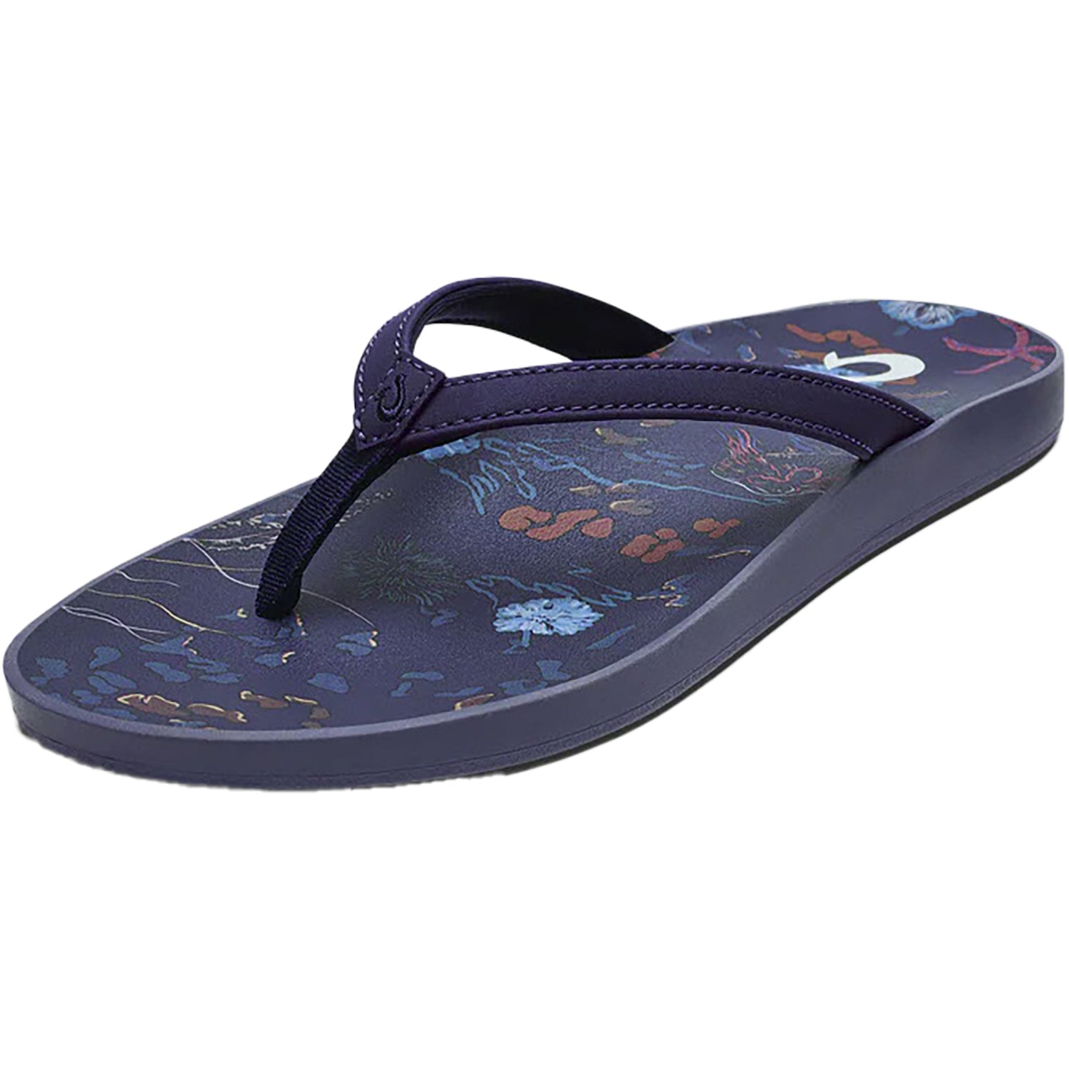 Womens Olukai OluKai Puawe Women's Thong Beach Sandals Midnight Navy/Barrier Reef Synthetic Midnight Navy/Barrier Reef Synthetic