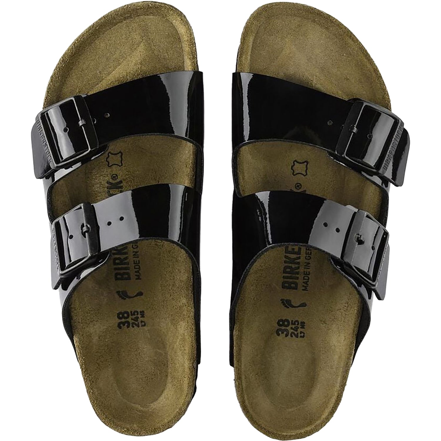 Womens Birkenstock Women's Birkenstock Arizona Black Patent Birko-Flor Black Patent Birko-Flor