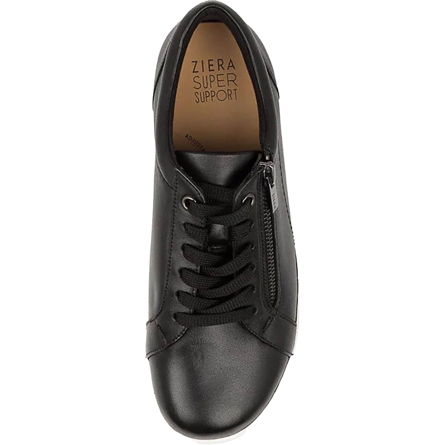 Womens Ziera Ziera Solar with White Sole Women's Sneakers Black With White Sole Leather Black With White Sole Leather