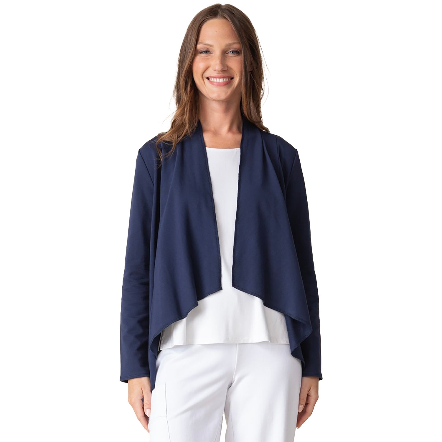 Womens Habitat Habitat French Terry Drape Front Jacket Women's Outerwear Navy Navy