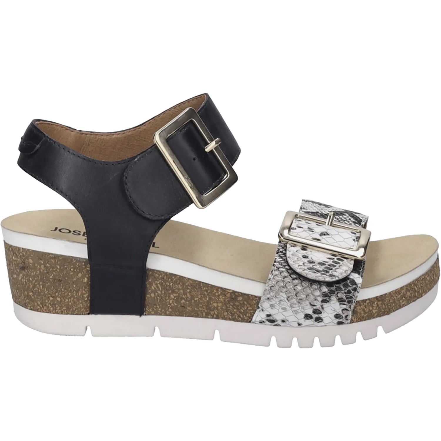 Womens Josef seibel Josef Seibel Quinn 02 Women's Wedges Black Snake Black Snake