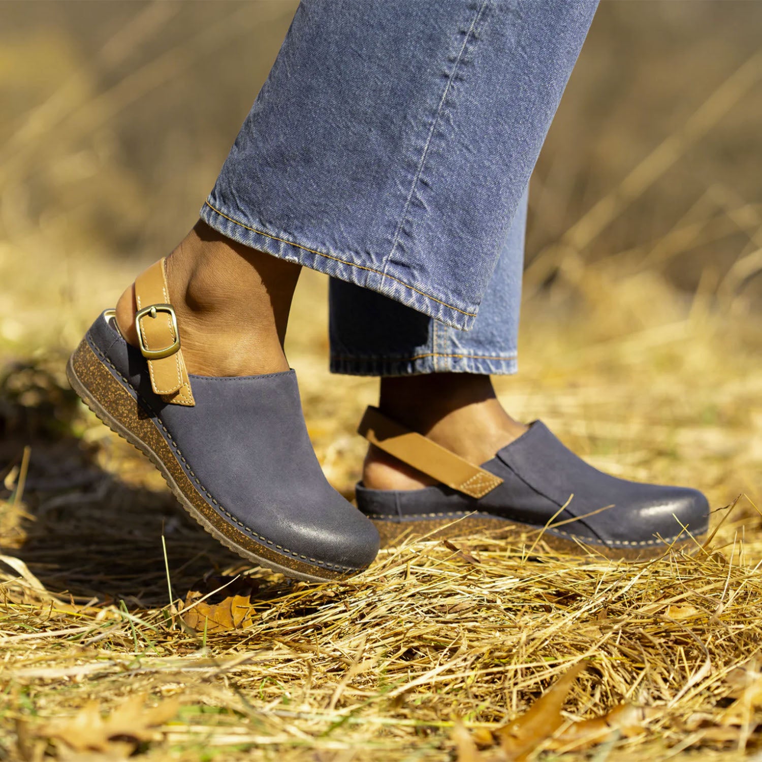 Womens Dansko Dansko Merrin Women's Sling Back Clogs Blue Burnished Suede Blue Burnished Suede