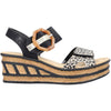 Womens Rieker Rieker 68176-00 Women's Wedge Sandals Ginger/Schwarz/Lightgold Synthetic Ginger/Schwarz/Lightgold Synthetic