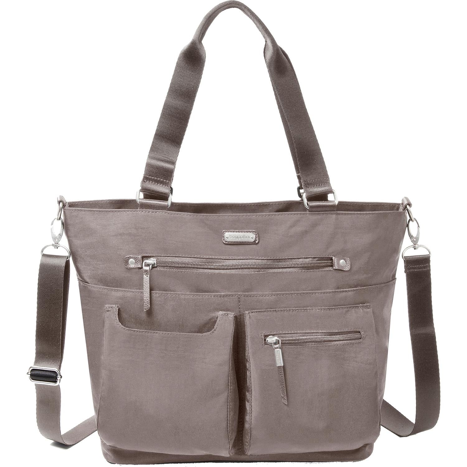 Womens Baggallini Baggallini Any Day Tote With RFID Phone Wristlet Sterling Shimmer Nylon Sterling Shimmer Nylon