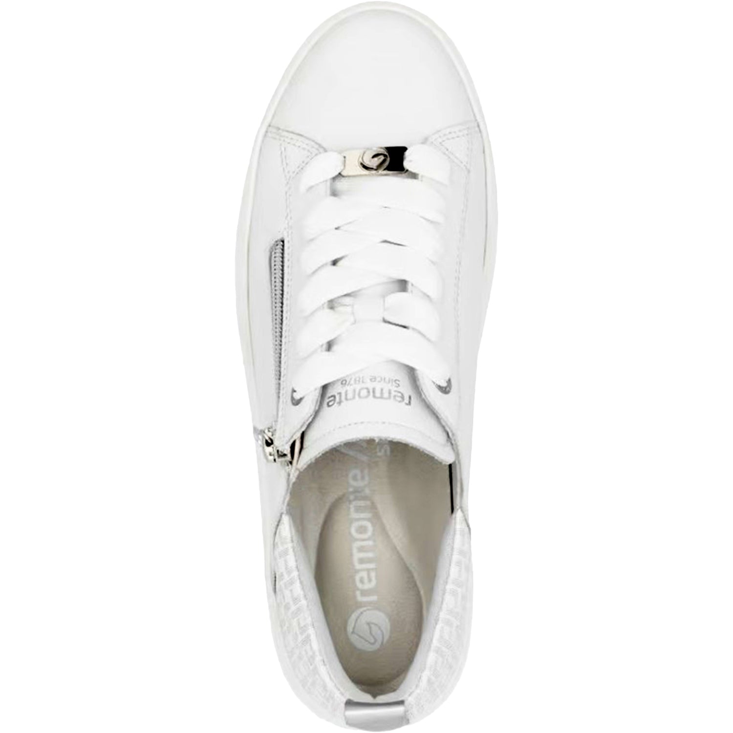 Womens Remonte D1C08-80 Remonte DC108-80 Women's Athletic Shoes White/Silver Leather White/Silver Leather