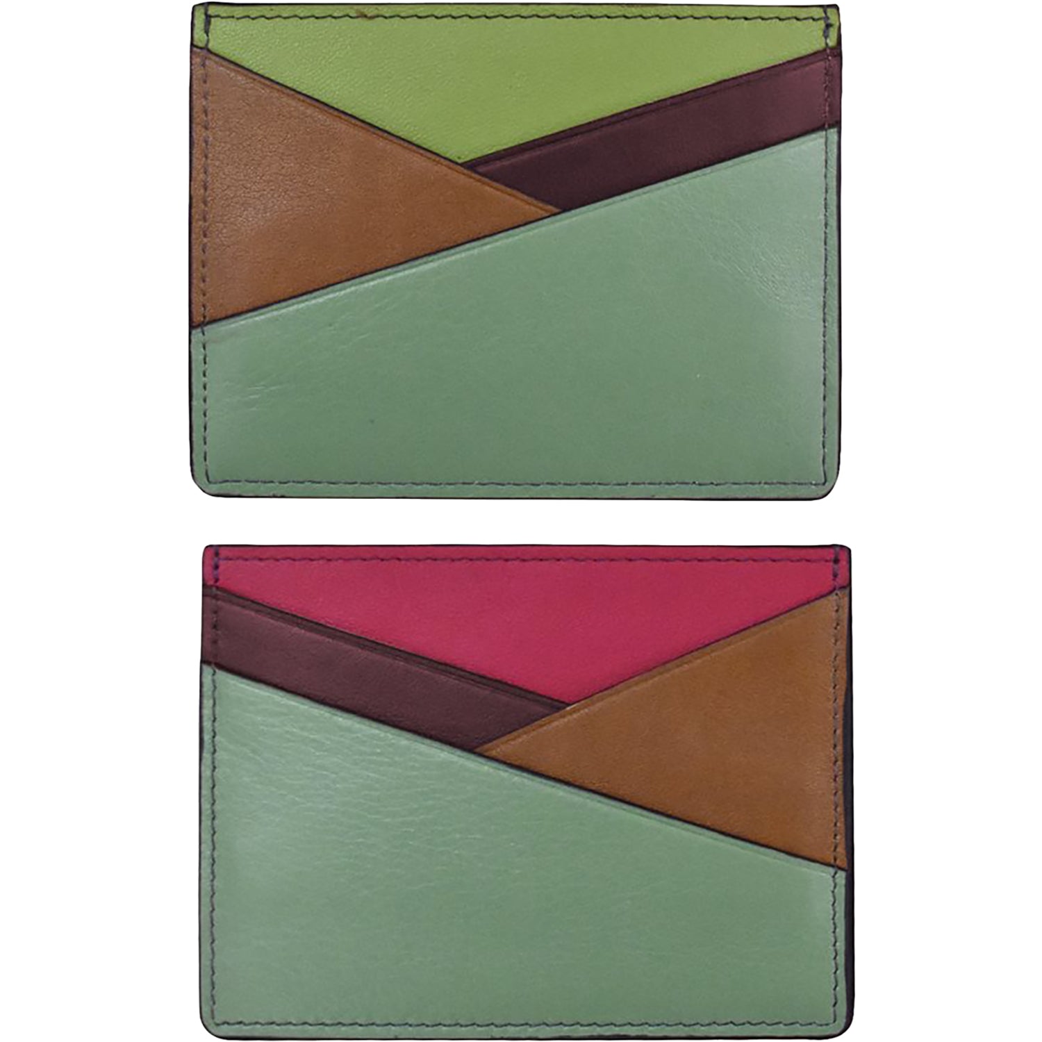 Womens Ili new york ili New York Asymmetic Card Case Sage Multi Leather Sage Multi Leather