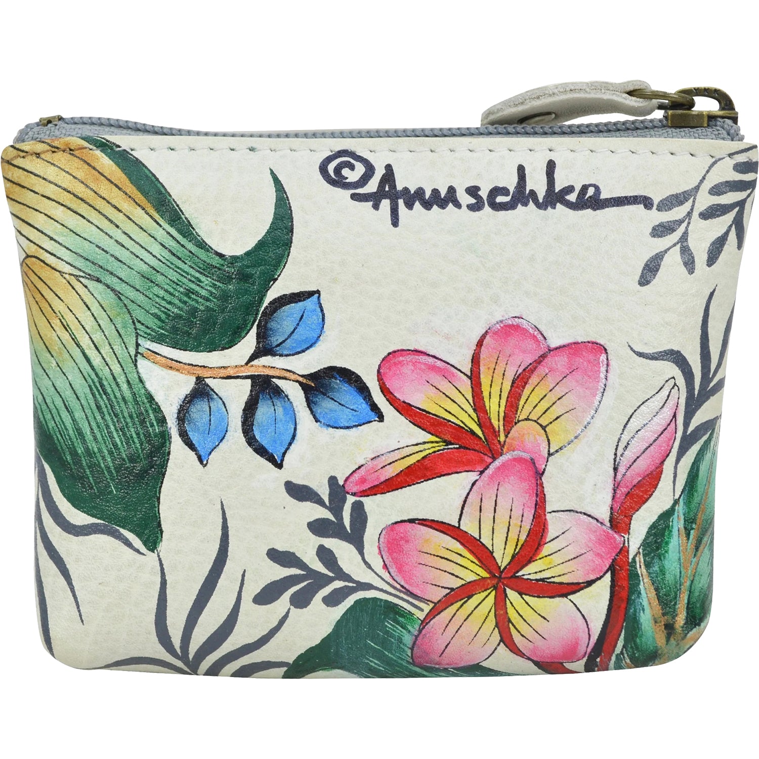Womens Anuschka Anuschka Coin Pouch Jungle Queen Ivory Leather Jungle Queen Ivory Leather