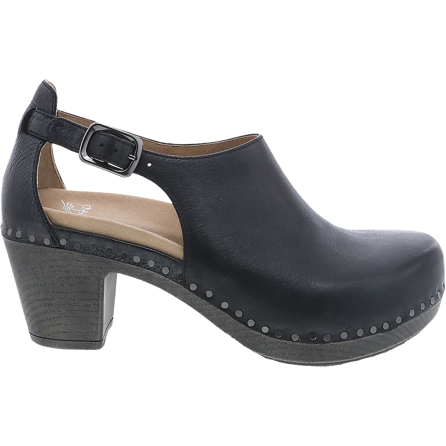 Womens Dansko Dansko Sassy Women's High Heel Slip On Shoes Black Milled Burnished Leather Black Milled Burnished Leather