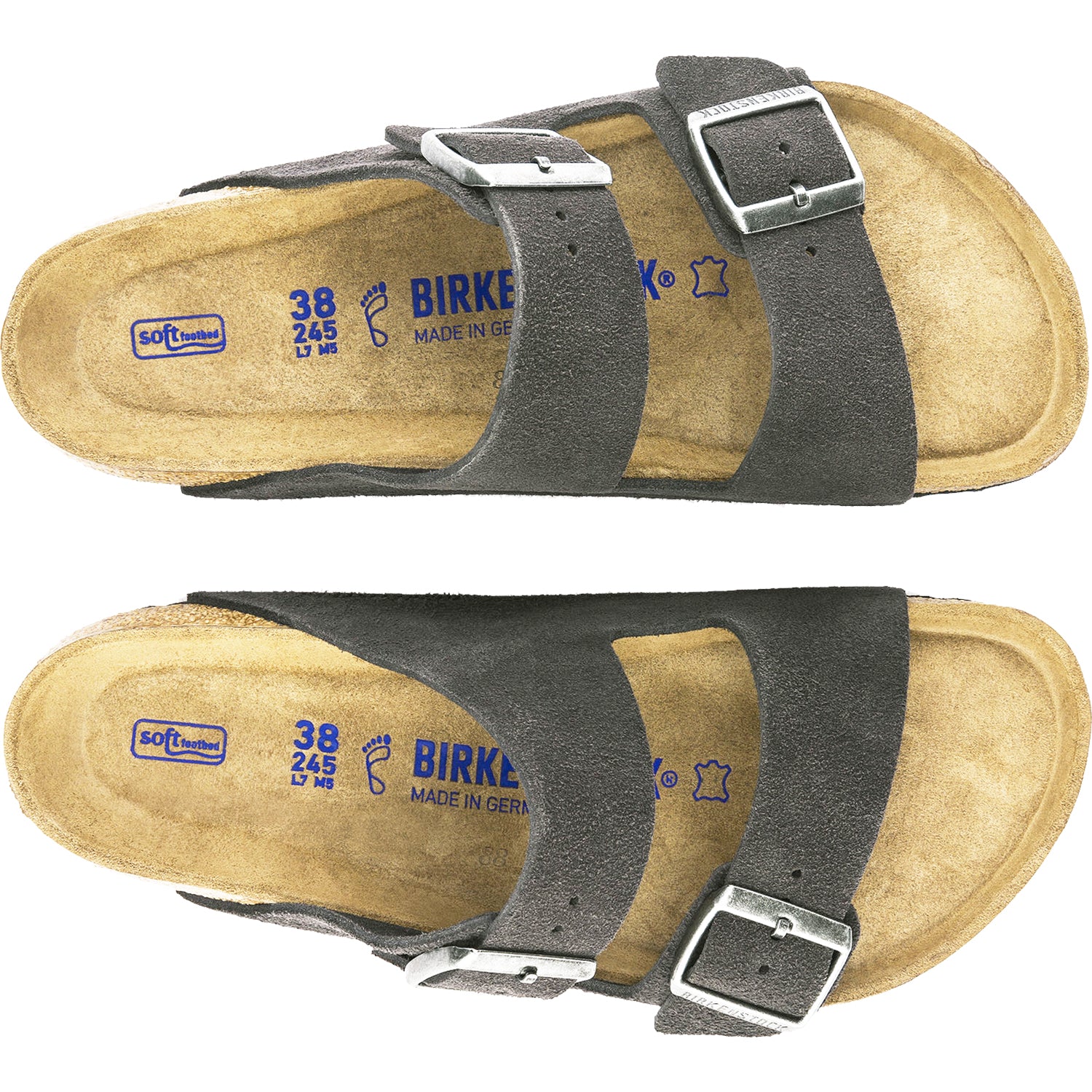 Unisex Birkenstock Unisex Birkenstock Arizona Soft Footbed Velvet Grey Suede Velvet Grey Suede
