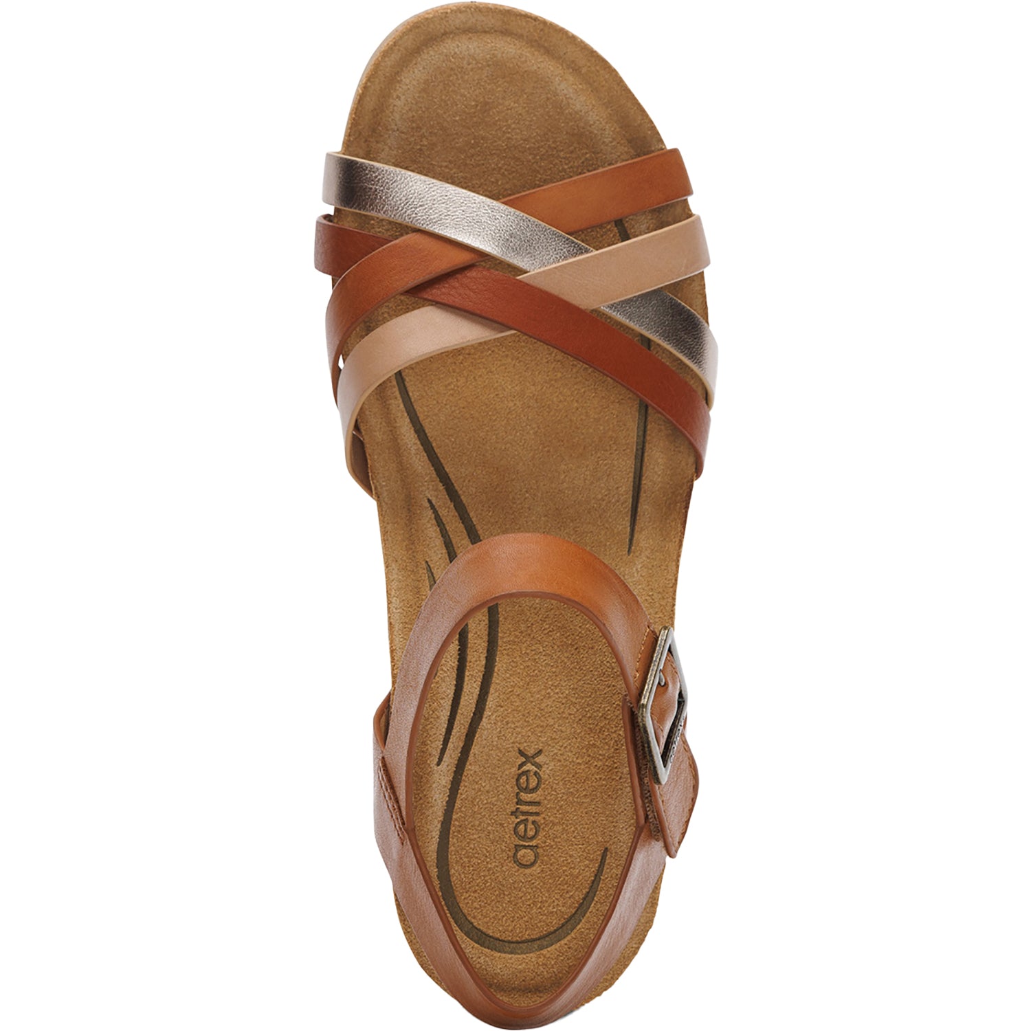 Womens Aetrex Aetrex Noelle Women's Wedge Sandals Ginger Multi Leather Ginger Multi Leather