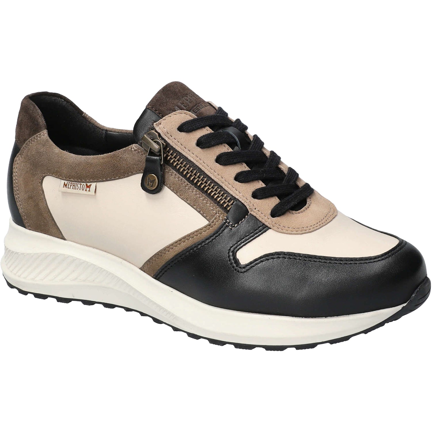 Womens Mephisto Women's Mephisto Kim Black/Fog Grained Leather Black/Fog