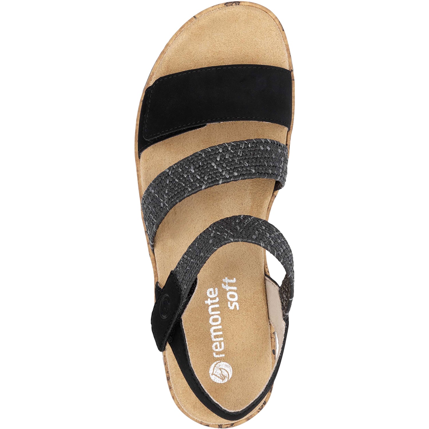Womens Remonte Remonte R6861-02 Women's Sandals Black Woven Stretch Black Woven Stretch