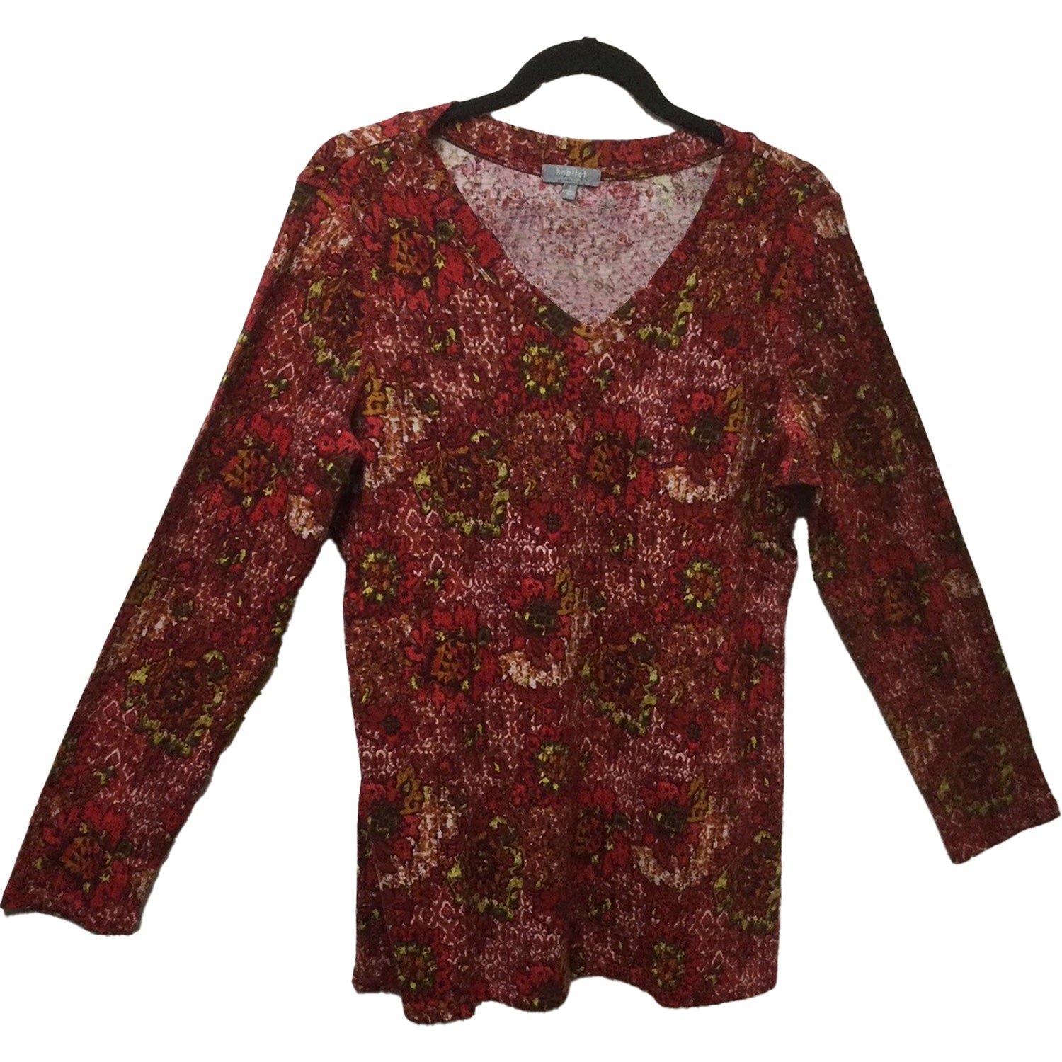 Womens Habitat Habitat Cozy Rib V-Neck Tunic Women's Long Sleeve Shirt Apple Apple