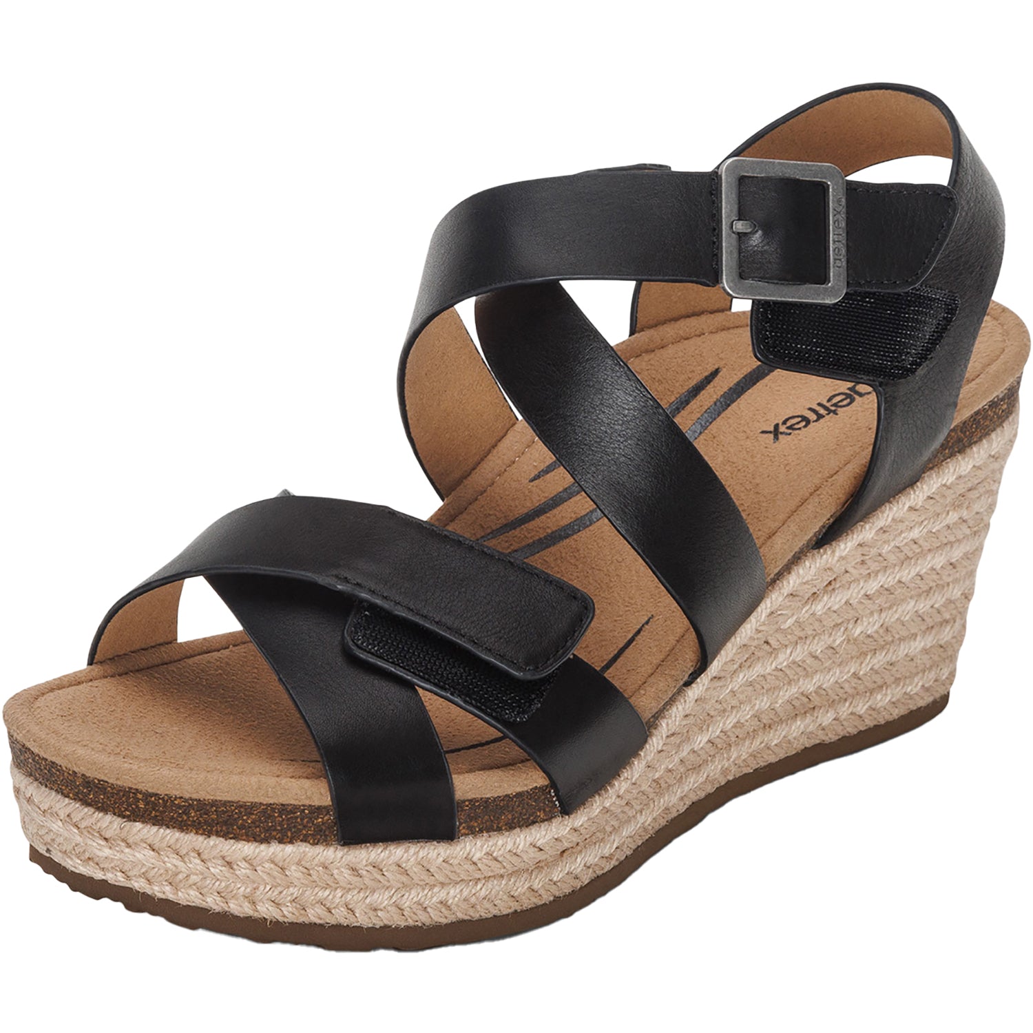 Womens Aetrex Aetrex Anna Women's Wedge Sandals Black Black