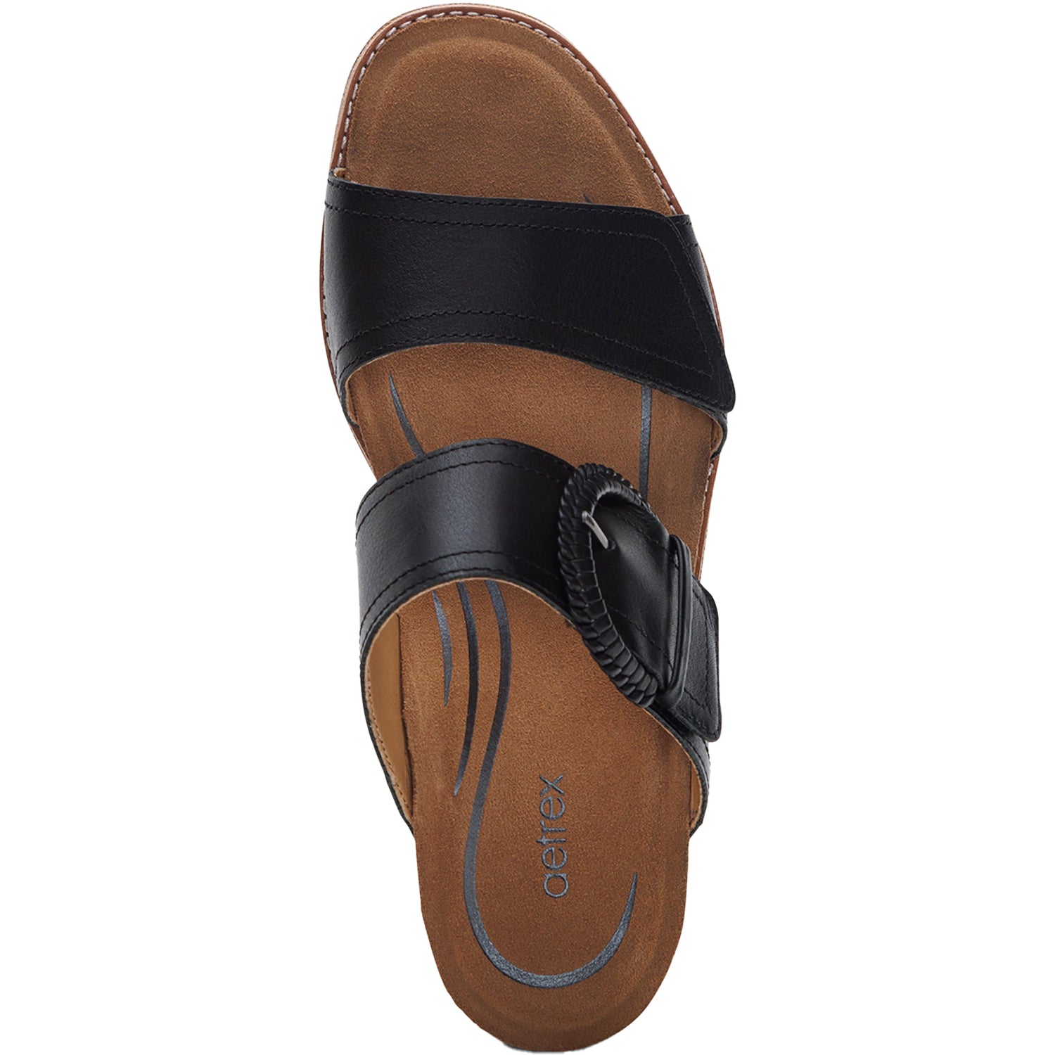 Womens Aetrex Aetrex Tatiana Women's Slide Sandals Black Leather Black Leather