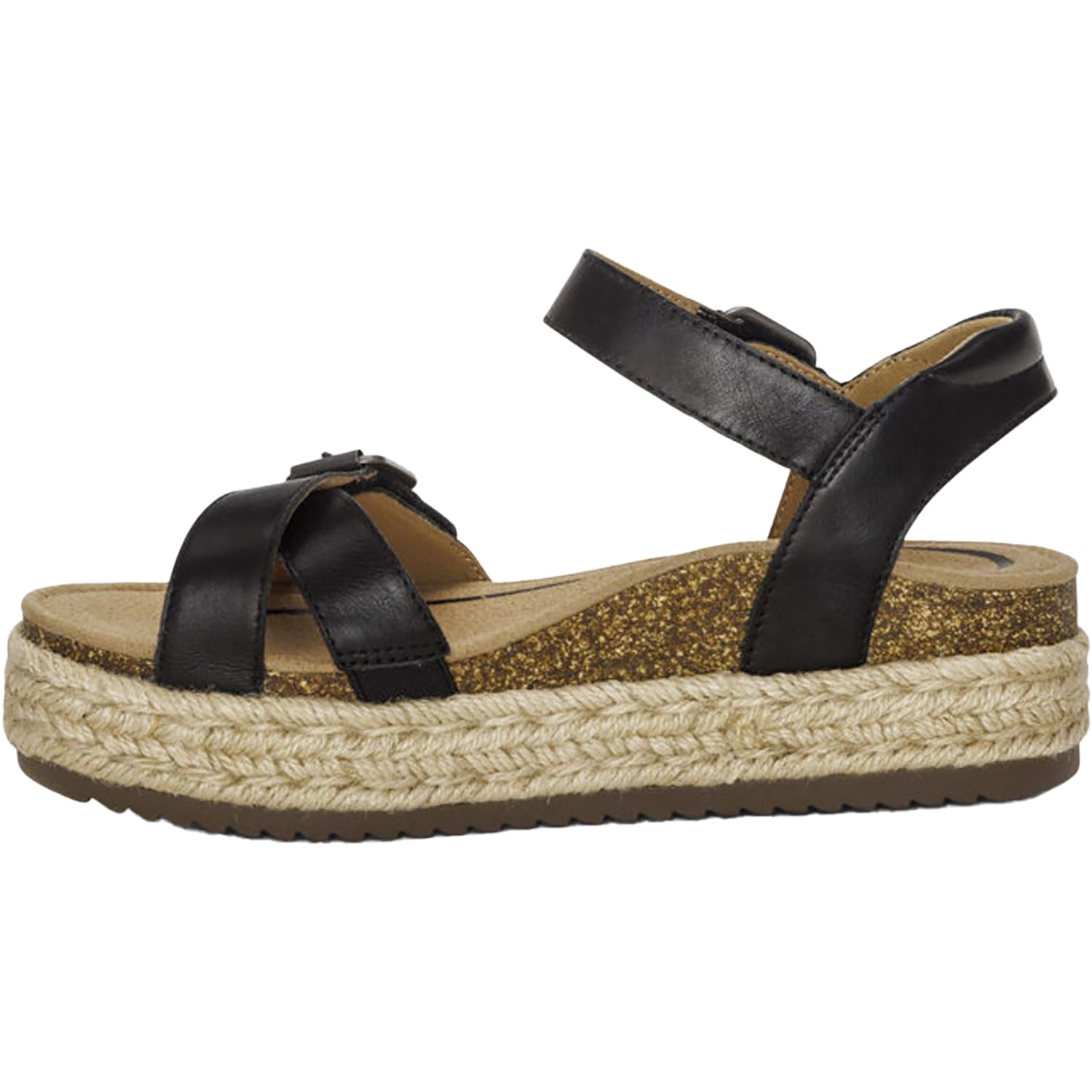Womens Aetrex Aetrex Paula Women's Espadrille Sandals Black Leather Black Leather