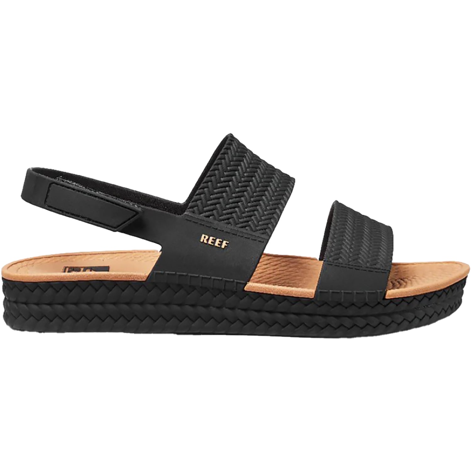 Womens Reef Reef Water Vista Women's Ankle Strap Sandals Black/Tan Synthetic Black/Tan Synthetic