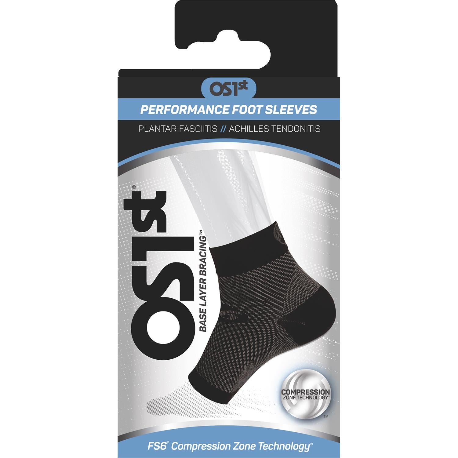 Unisex Os1st OS1st FS6 Compression Foot Sleeve - Pair Plantar Fasciitis Socks Black Black
